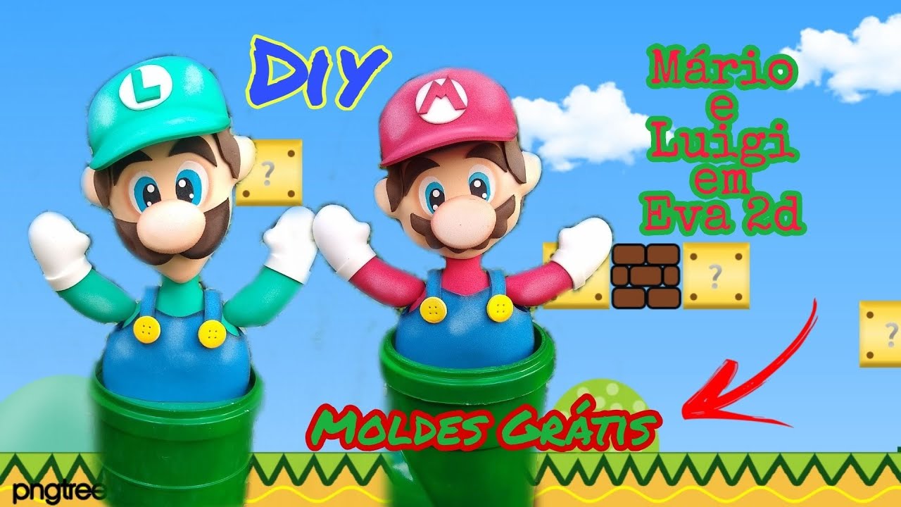 DIY M&Aacute;RIO E LUIGI EM EVA 2D | MOLDE GR&Aacute;TIS