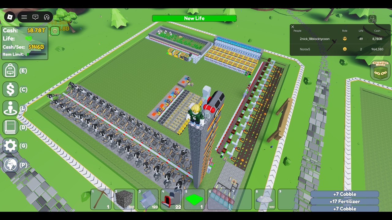 FunzPlayz! - Multi (Farm)! [Life:49] P1 + [F2P + Road To Leaderboard] in Roblox : Block Tycoon ⛏️