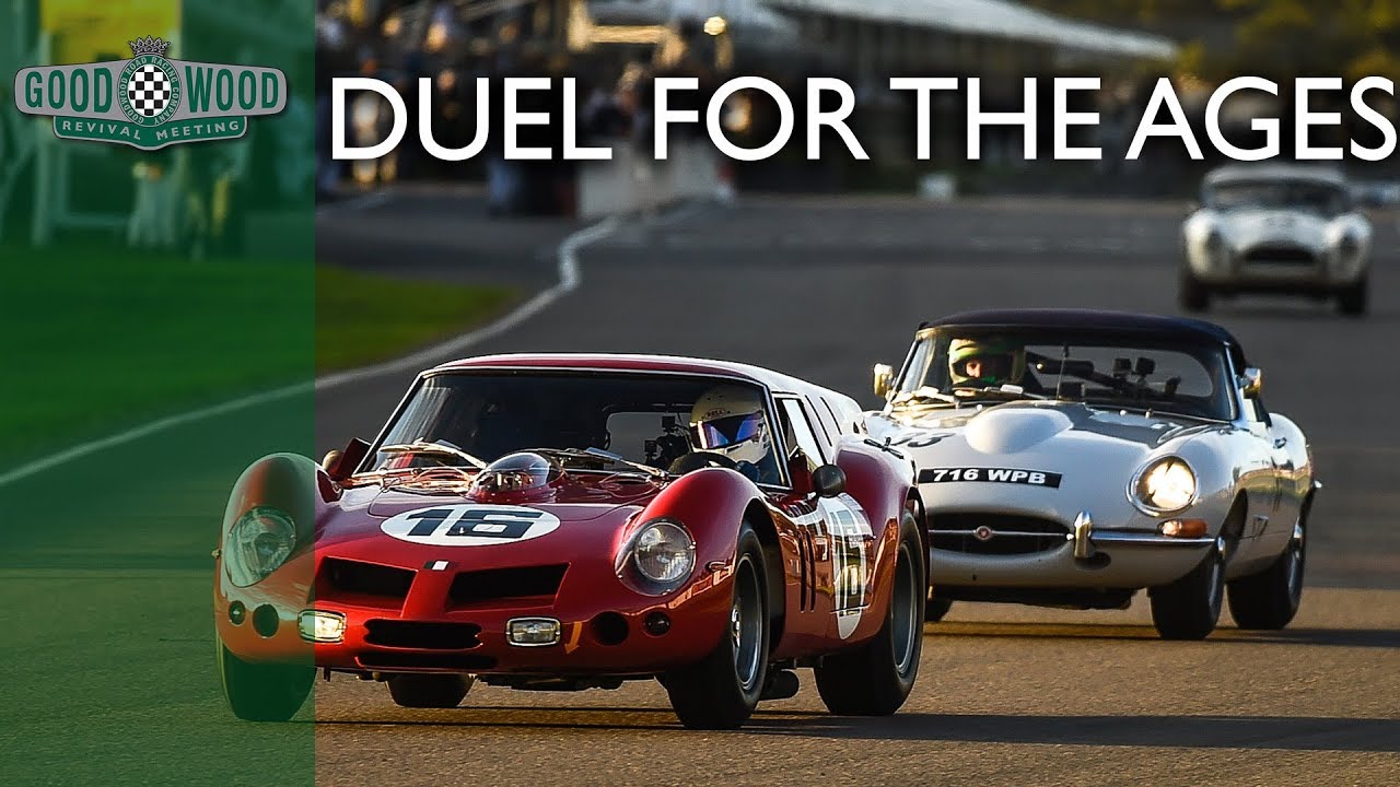 Unique Ferrari 250 Breadvan and E-type in dramatic battle