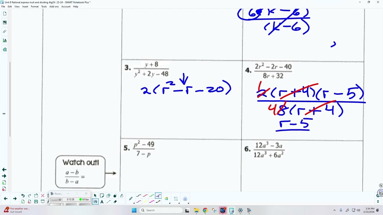 Simplifying rational expressions multiply and divide lesson part 1     2 23 26