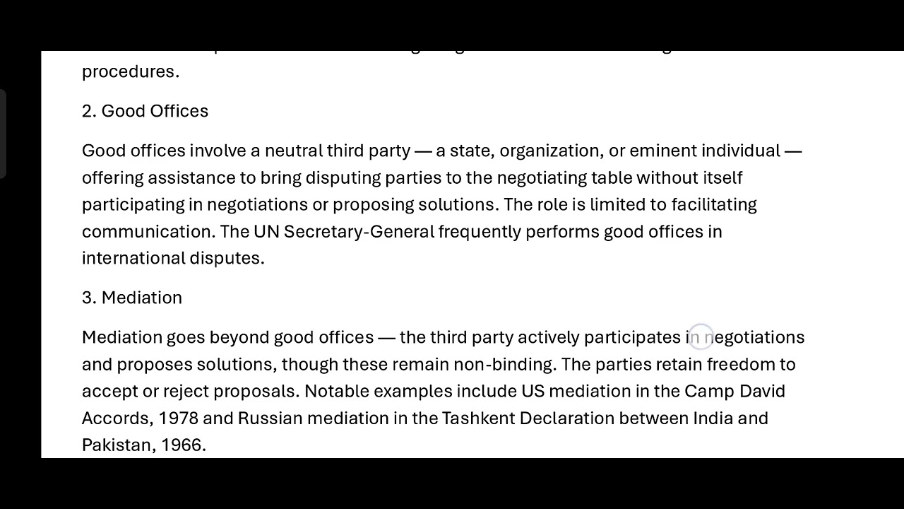 Amicable means of settlement of international disputes. 