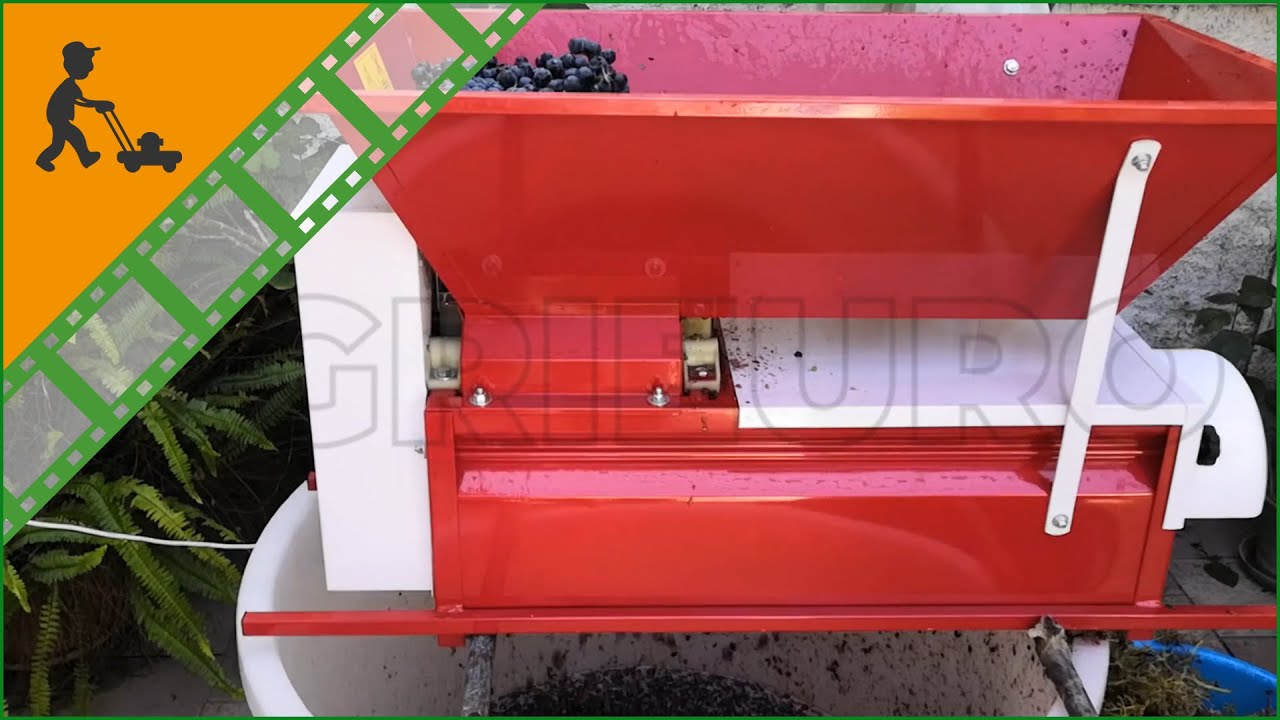 Electric crusher-destemmer with supporting frame - 1.2 Hp electric motor - Customer's video