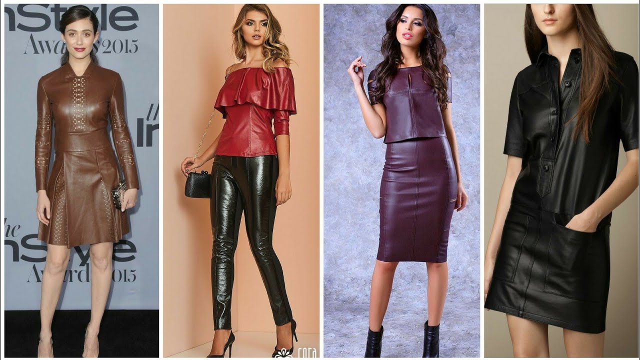 Absolutely stunning latex leather dresses in different types || 100% leather collection