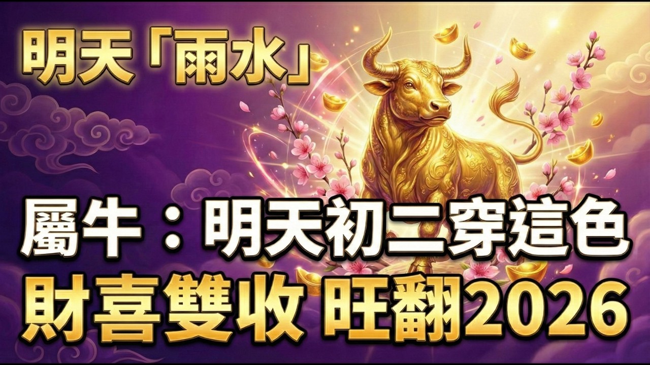 生肖牛：明天2月18號「雨水」，大年初二！屬馬人穿「這顏色」，最能旺財開運！初二這樣穿，讓你大旺一整年！#生肖牛2026運勢 #大年初二 #雨水節氣 #2026屬牛運勢 #招財顏色 #幸運顏色 #屬牛