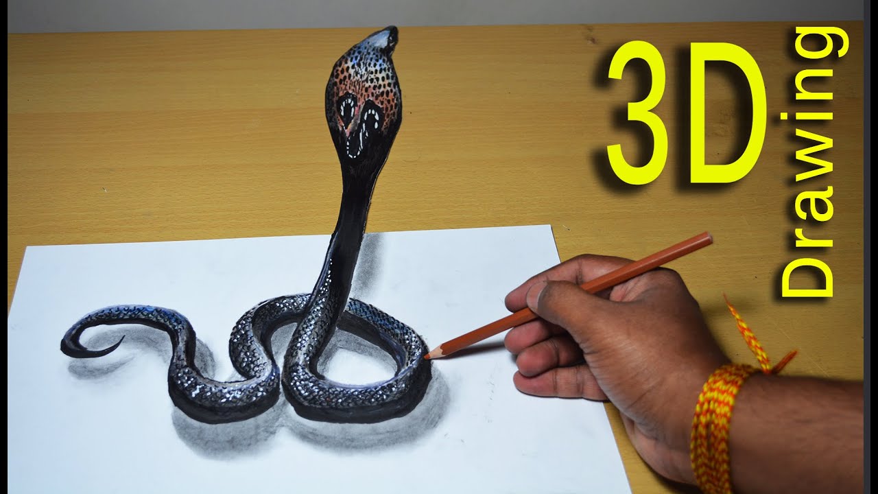 3D Drawing Cobra  | Cobra 3D Drawing| 3D techniques | Snake 3D Art | Abhilash Fine Art