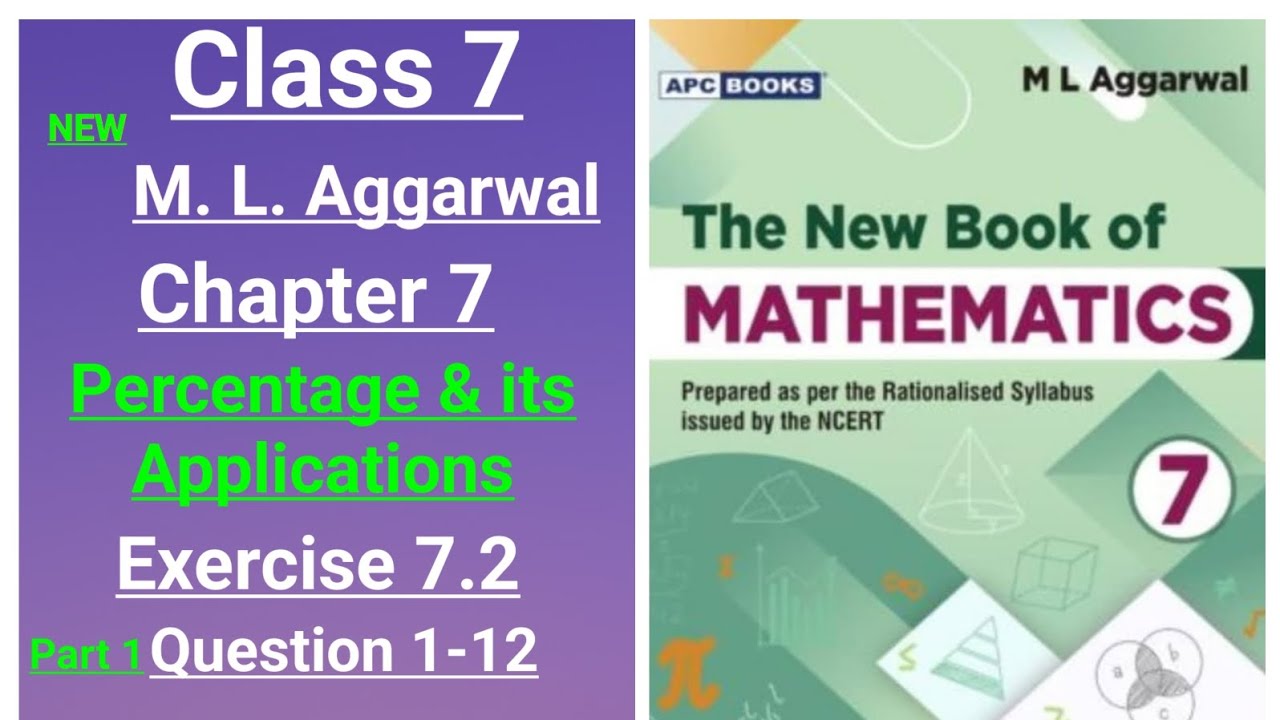 New ml aggarwal class 7 maths chapter 7 (Percentage & its Applications) exercise 7.2 question 1-12