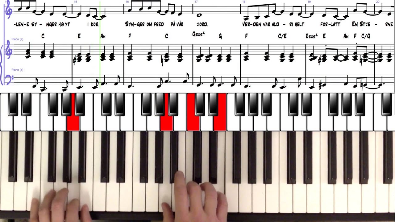 En Stjerne Skinner i natt (Enkelt pianoarrangement for akkompagnering)