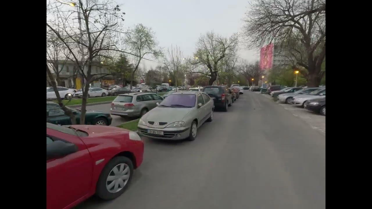 Bucharest Parking Chaos Pt 2 - THREE ROWS of Sidewalk Parked Cars [4K60FPS]