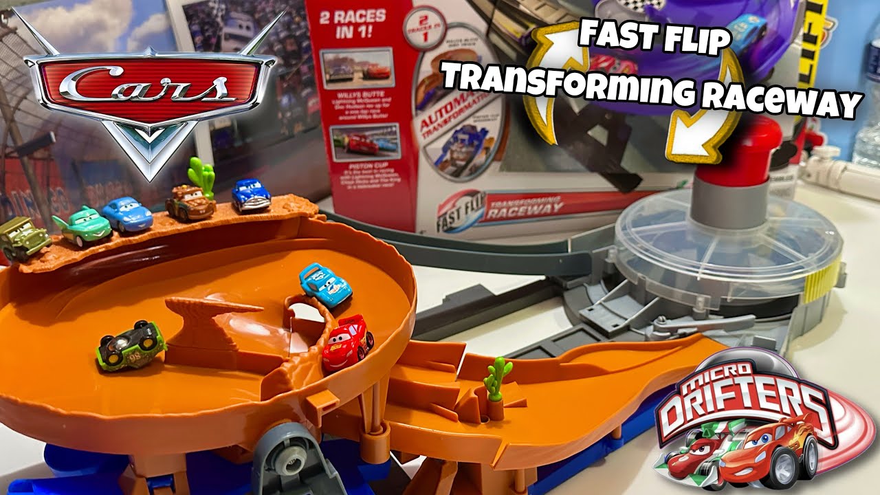 2013 Micro Drifters Fast Flip Transforming Raceway Unboxing & Run — The Final Cars Micro Playset