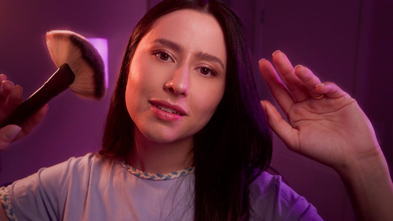 ASMR Visual Triggers, Hand Movements & Mouth Sounds 💜💤 camera brushing, up close visuals, tktk
