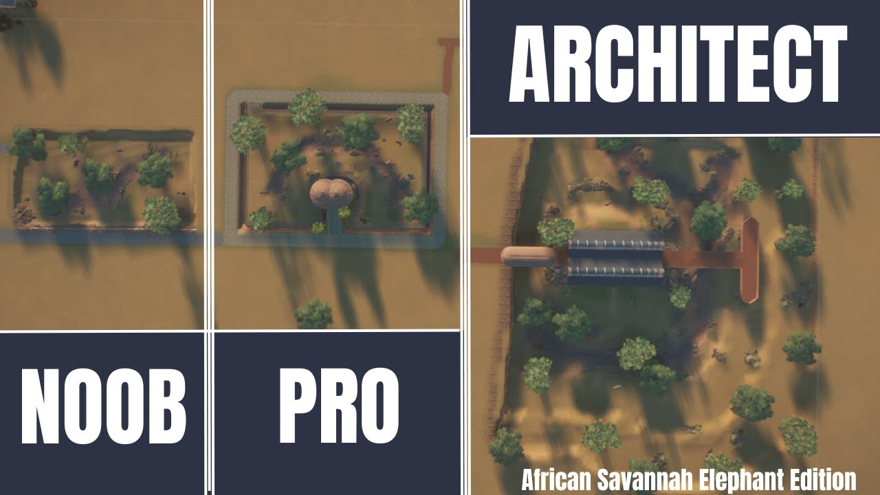| Noob vs Pro vs Architect | African Savannah Elephant | Planet Zoo