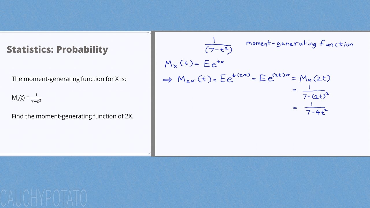 Statistics Probability 13: Simple Moment Generating Function Example