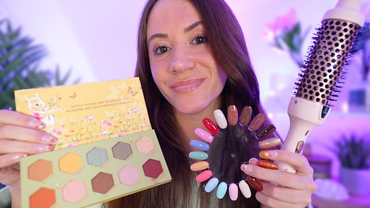 ASMR Doing Your Spring Makeup, Hair, & Nails 🌸 (layered sounds, personal attention)