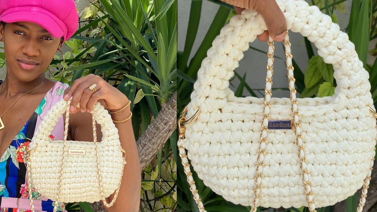 Sac à main crochet très simple avec fil t-shirt/ Tutoriel
