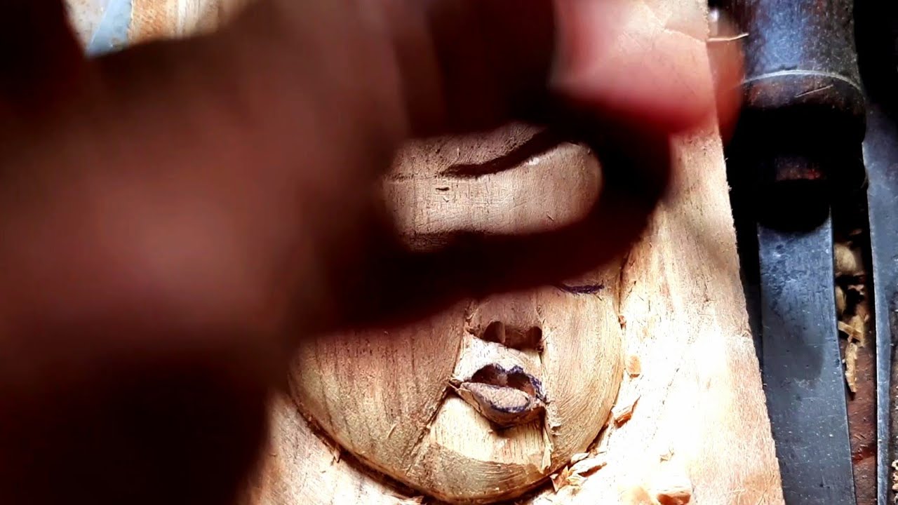 |Wood carving sleeping child|UP wood art|face carving|