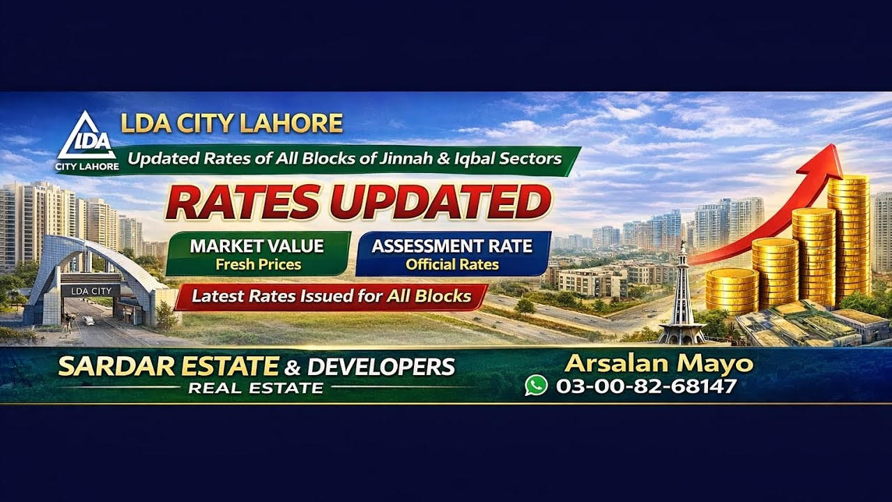 LDA City Lahore Latest Plot Rates 2026| Jinnah Sector & Iqbal Sector Complete Price Update All Block