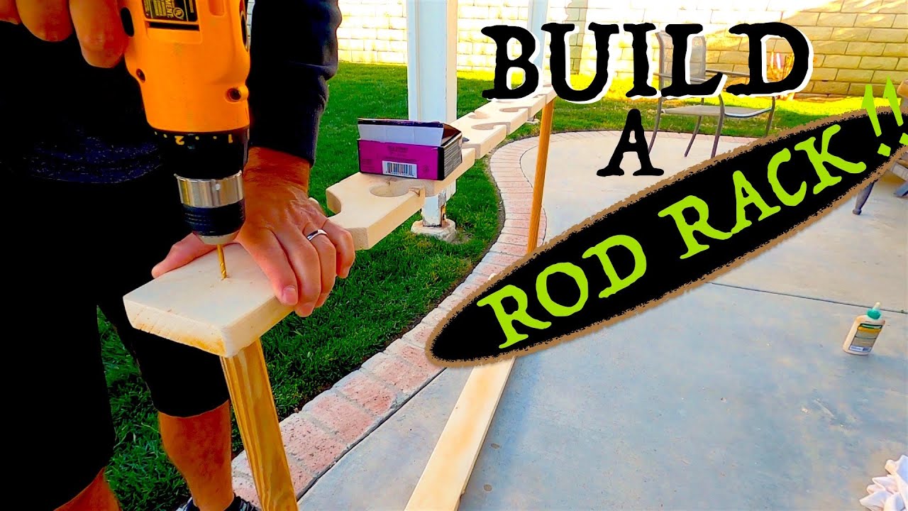 FREE STANDING FISHING ROD RACK BUILD.  FROM SCRAPS!!