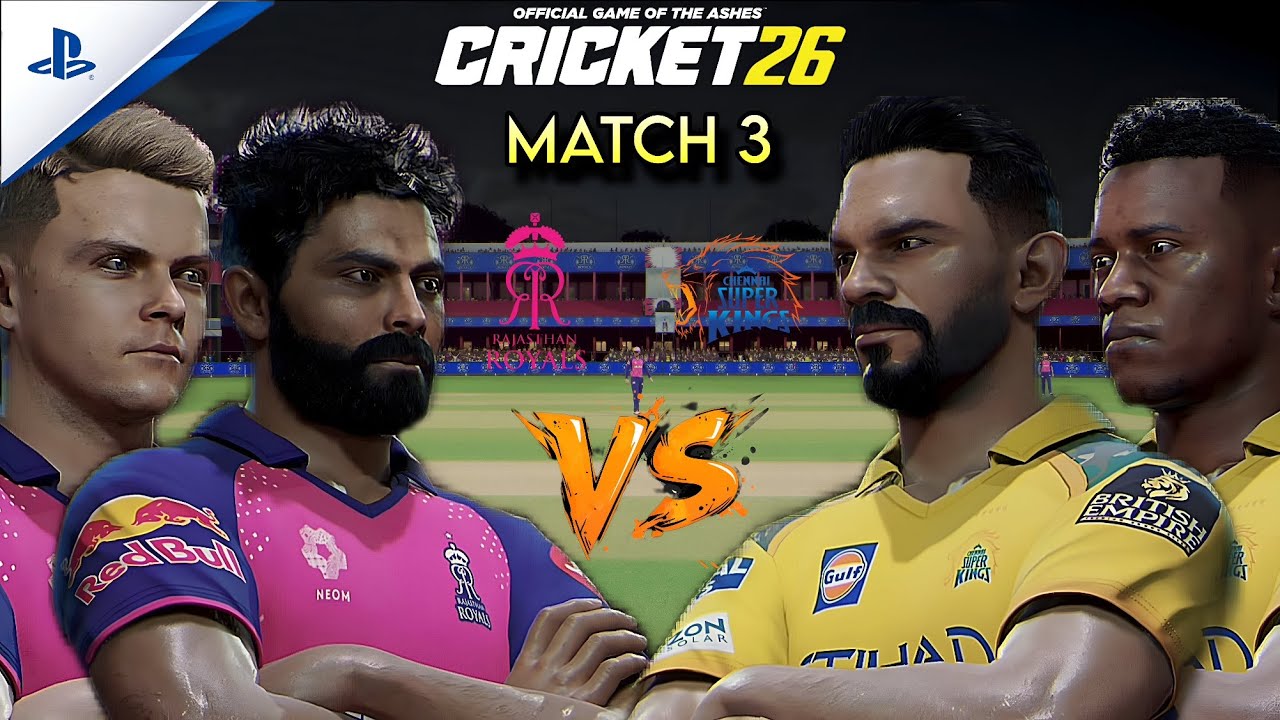 IPL 2026 as CSK 💛 | Match 3 | RR vs CSK | Jadeja & Curran Against CSK 💥 | Cricket 26
