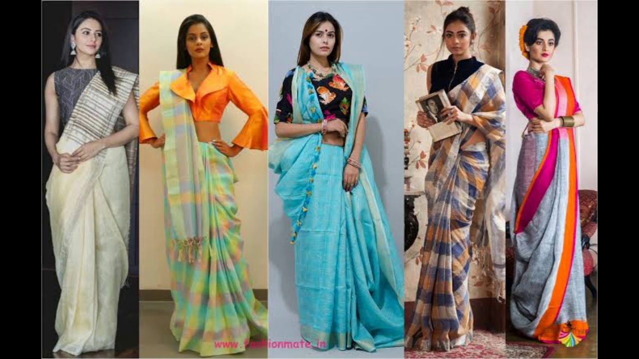 The #best #Linen saree collection/ multi colour linen saree 2020-2021