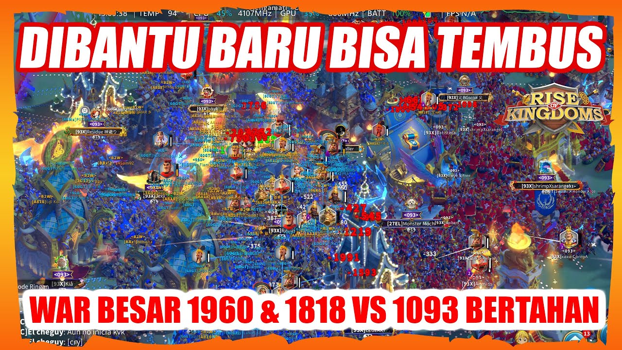 KINGDOM TERKUAT MASIH PERLU BANTUAN !! 1960 & 1818 BAKAR 1093 WAR KVK ROK