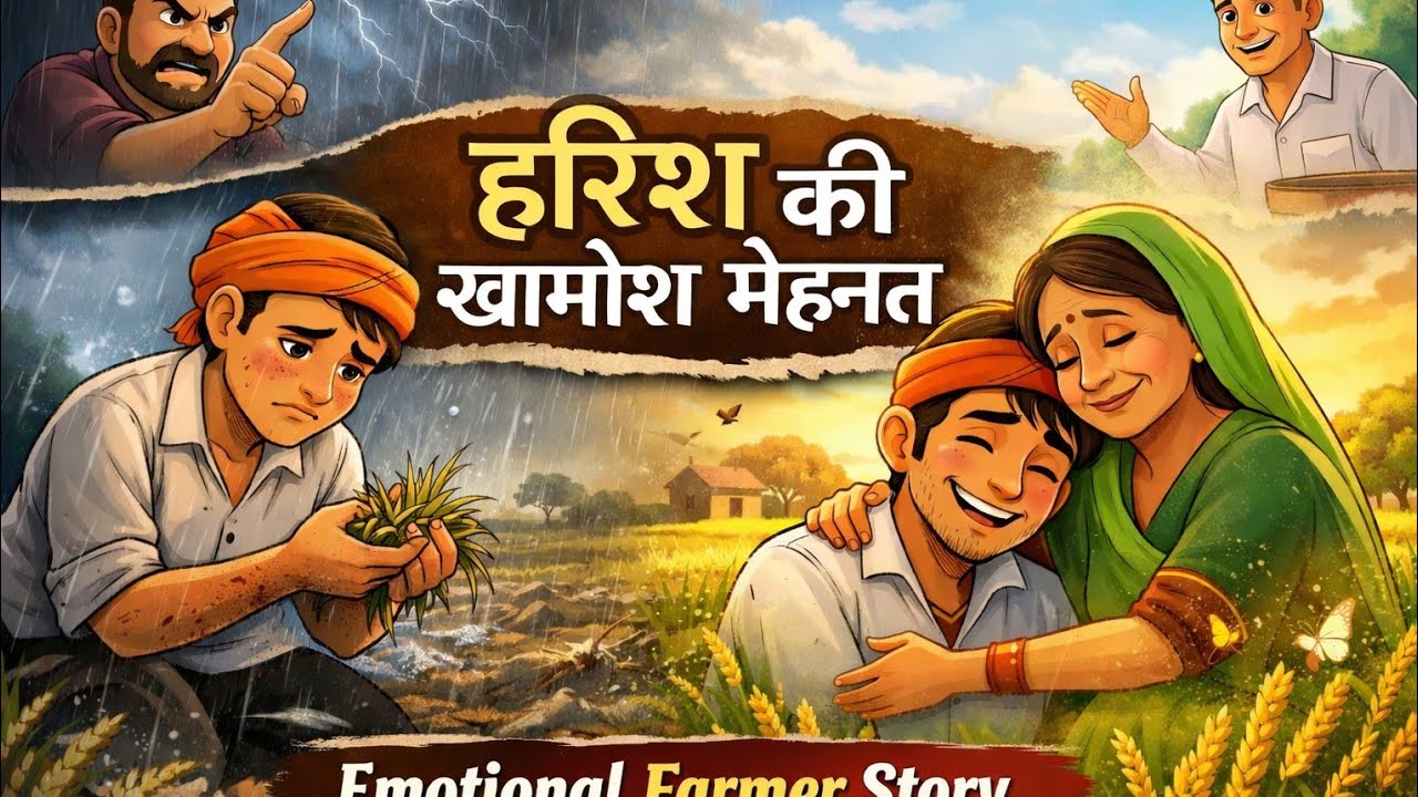 हरीश की खामोश मेहनत 😭 | Emotional Farmer Story | Hindi Cartoon | Moral stories 