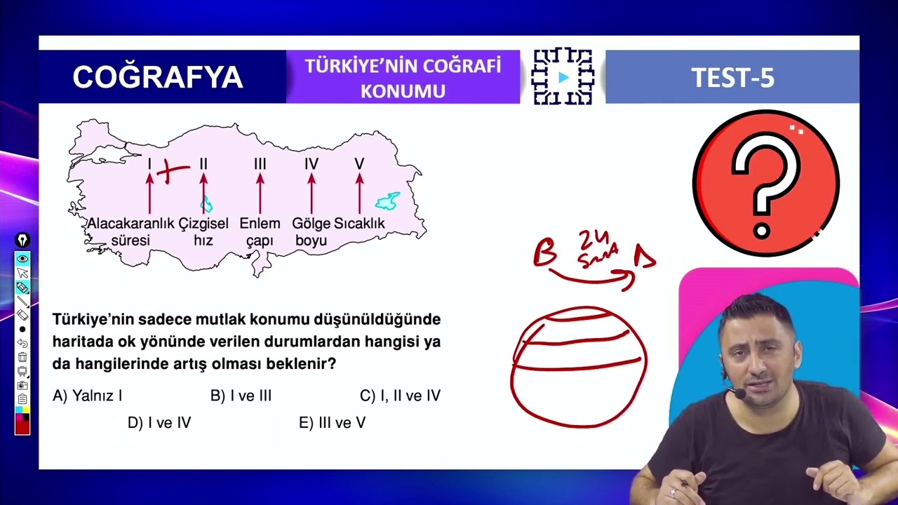 Türkiye'nin Coğrafi Konumu Test 5 Soru 5