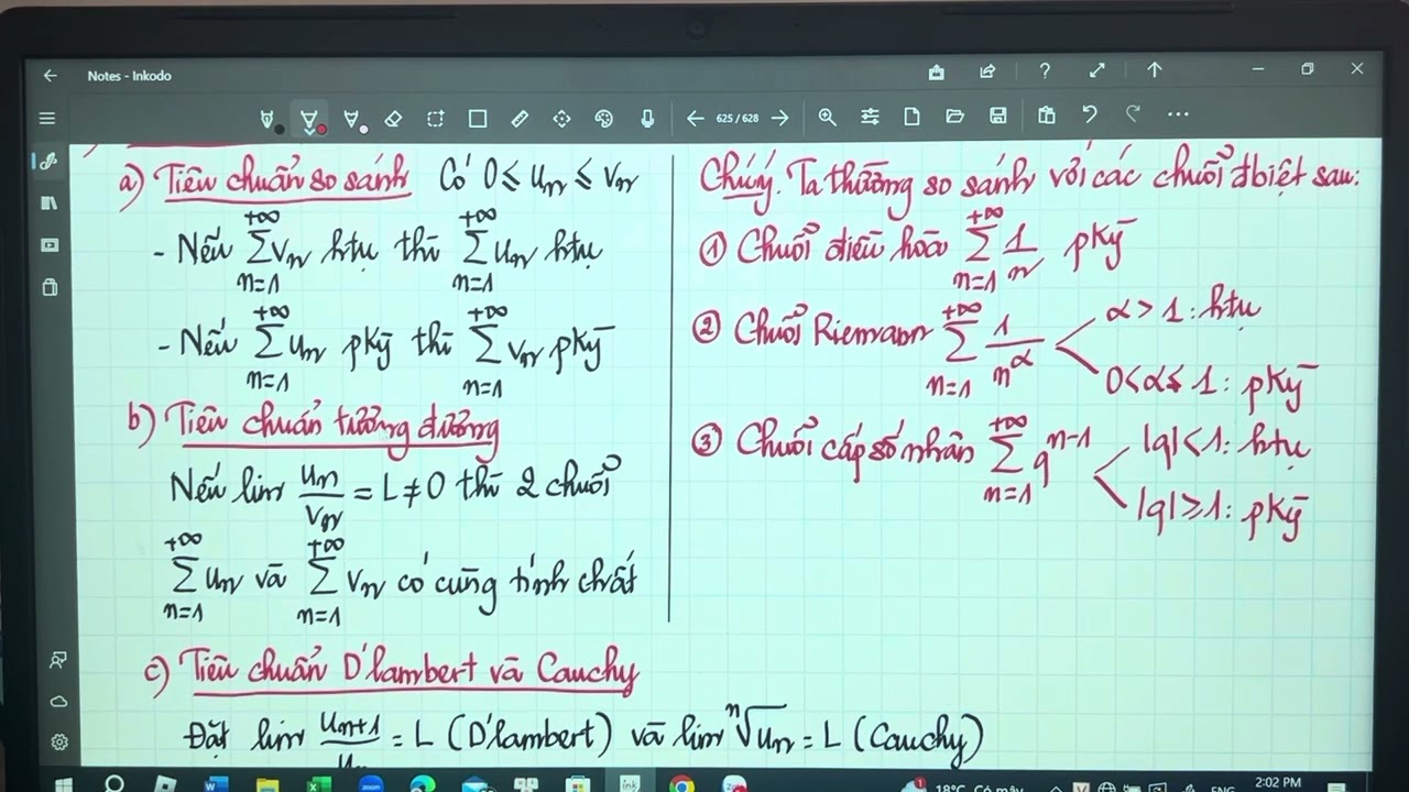 Giải tích 1. Chương 4. Bài 2. Chuỗi số dương