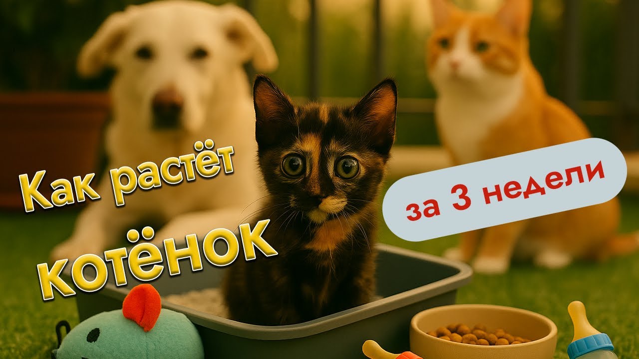 От соски к самостоятельности. Как растёт котёнок за 3 недели 