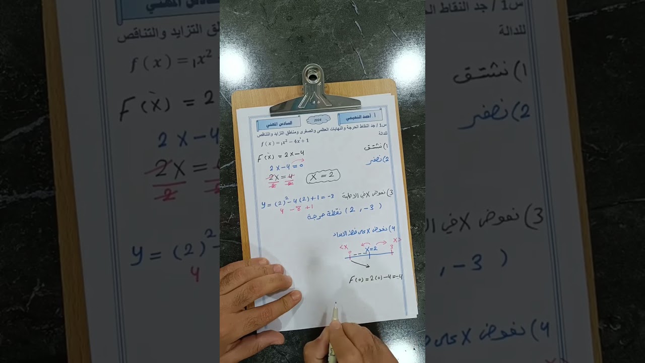 #رياضيات الفصل الثاني #ايجاد مناطق #التزايد والتناقص ونوع النهايات/ زراعي وفنون تطبيقة/الدرس الثالث