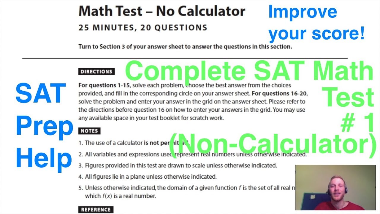 New SAT Official Practice Test # 1 Math Section 3 (Non-Calculator) Full Test - SAT prep help