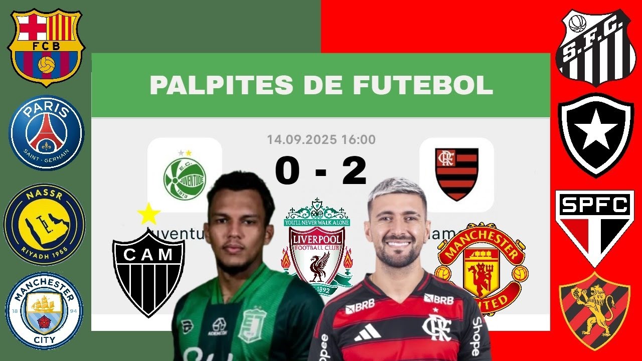 PALPITES DE FUTEBOL PARA HOJE 14 09 2025 ( DOMING&Atilde;O ) + PLACAR EXATO + BILHETE PRONTO + JOGADORES