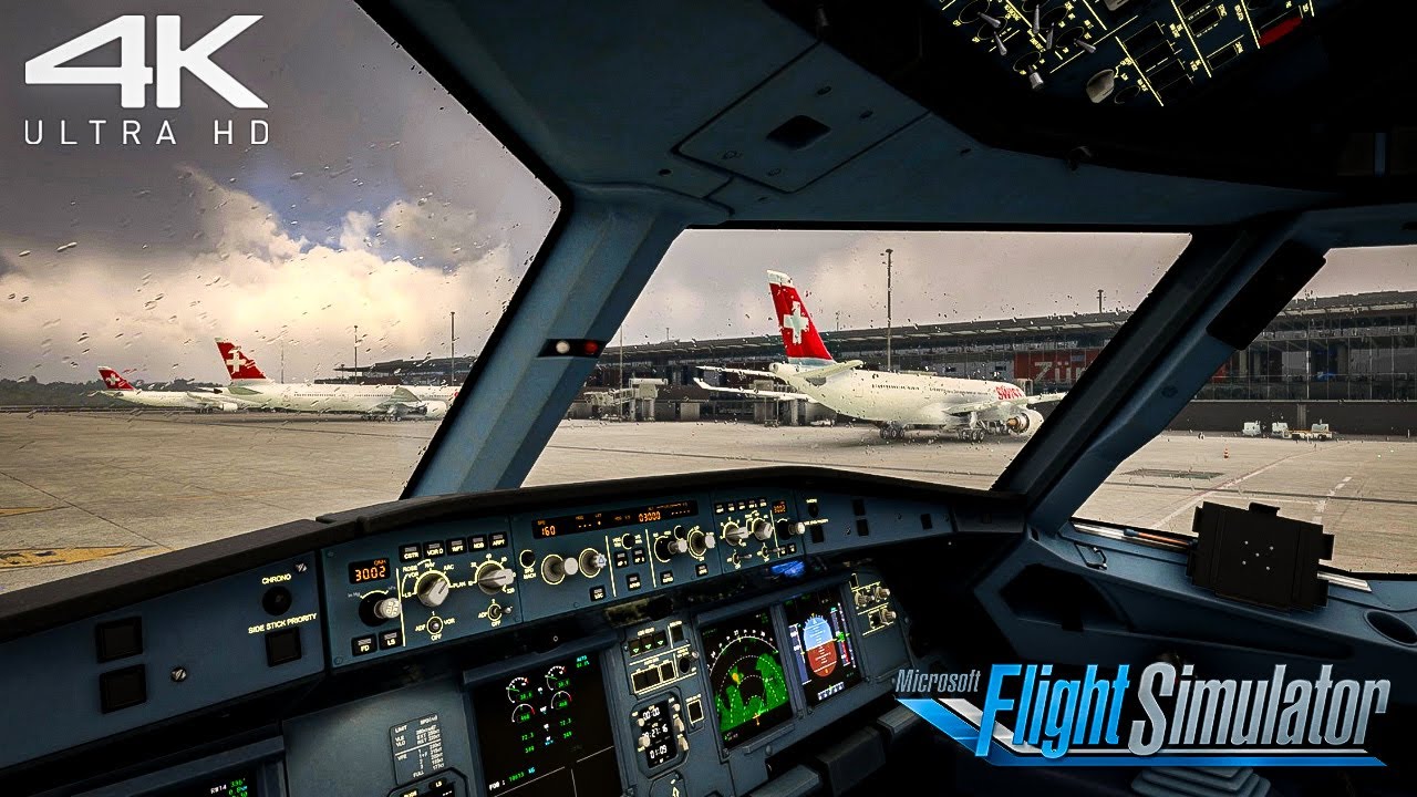 AIRBUS A320NEO SWISS🇨🇭| Difficult 🌧 landing Zürich Switserland | Microsoft Flight Simulator 2020