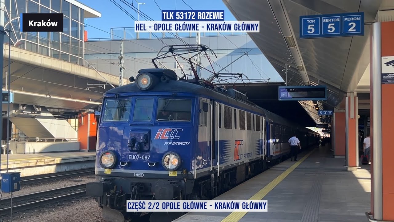 Pociąg Train Vlak Zug TLK 53172 ROZEWIE Hel - Opole Główne - Kraków Główny Część 2 relaksujący film