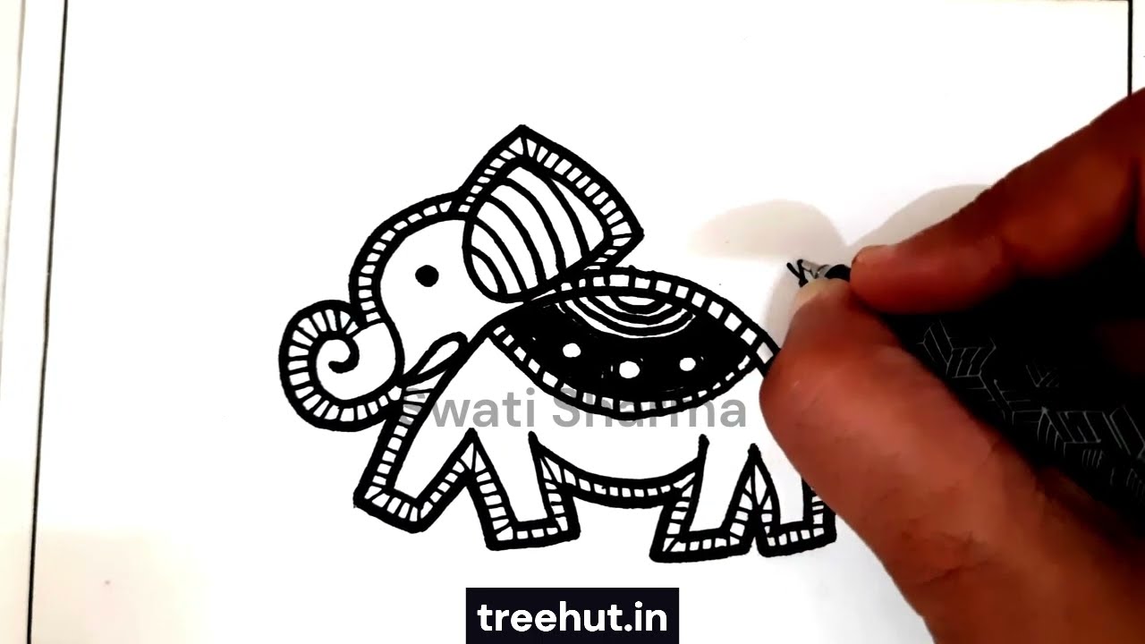 Madhubani Elephant Motif Drawing Idea: Creative Art for Kids and Adults