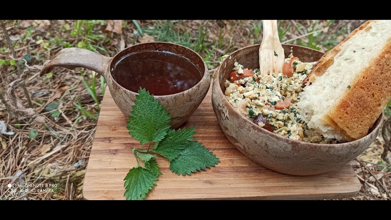 Pohoda v lese-Žihľava,Praženica,Čaj(Nettle,Scrambled eggs,Tea)Bushcraft...