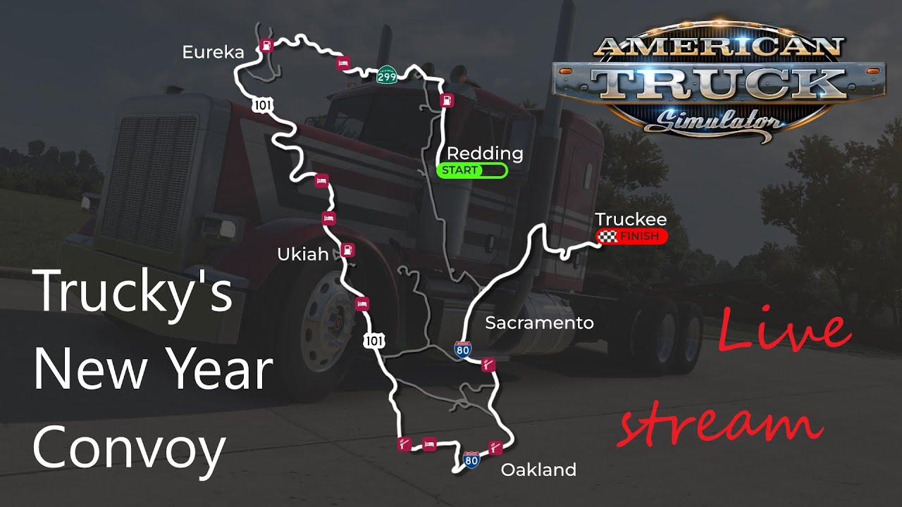 Trucky's New Year Convoy / TruckersMP / special konvoj server/ LIVE STREAM