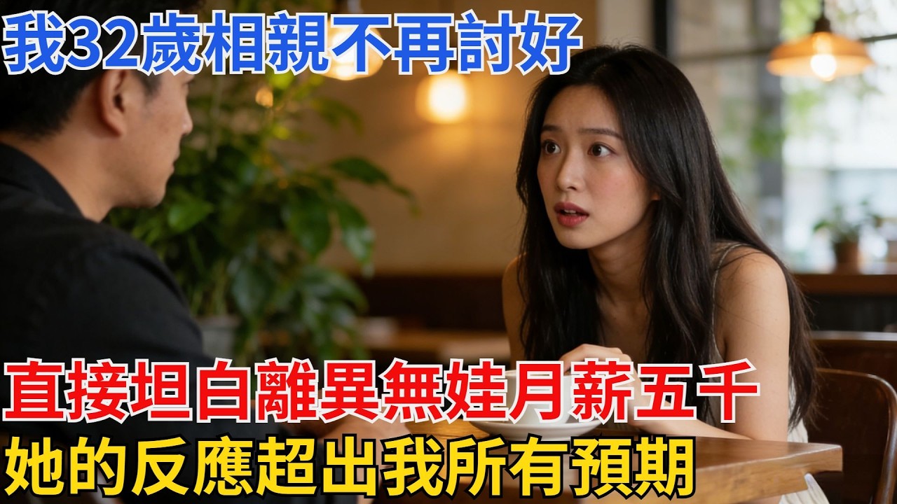 我32歲相親不再討好，直接坦白離異無娃月薪五千，她的反應超出我所有預期#故事頻道 #故事分享 #睡前故事 #職場故事#男頻#爽文