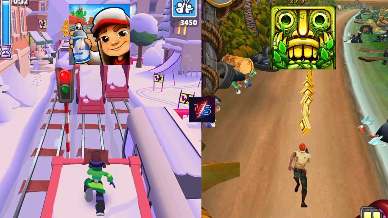 Sabway surfers🆚 temple run 2 🔝 two games in one frame 🖼️