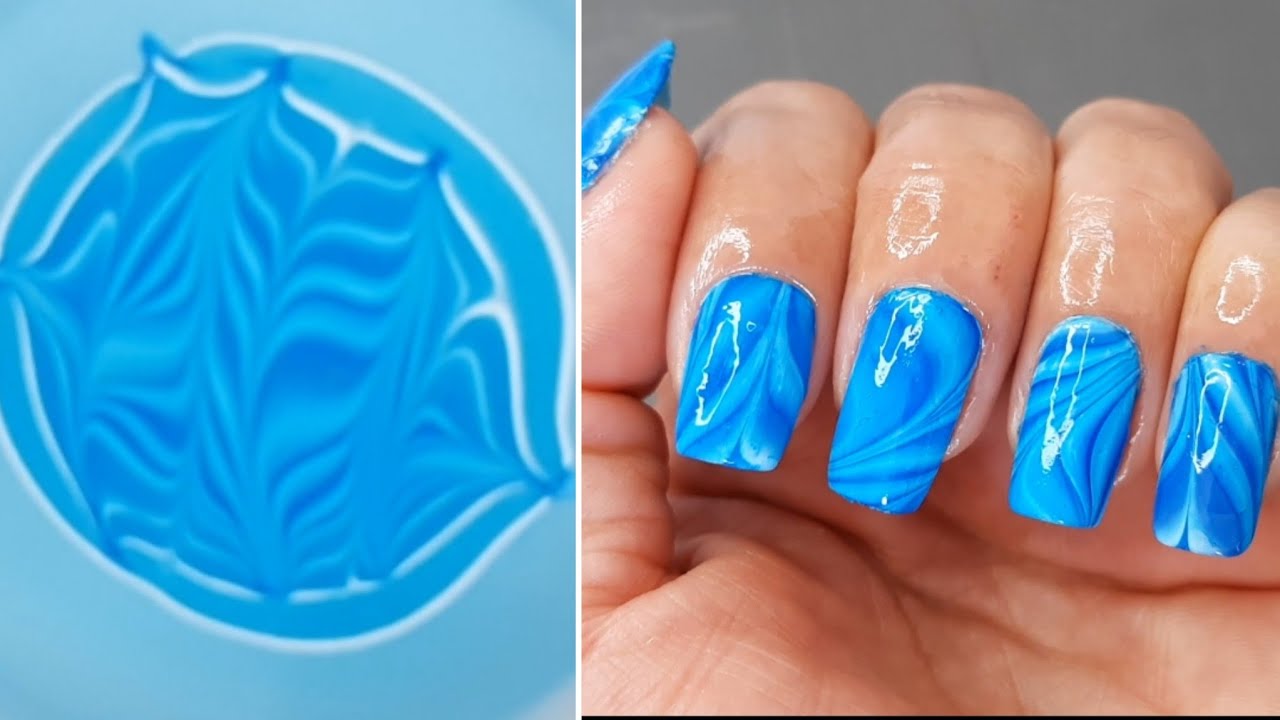 unhas marmorizadas na &aacute;gua f&aacute;cil  de fazer/ Easy water marble nail art #nailtutorial #nailart