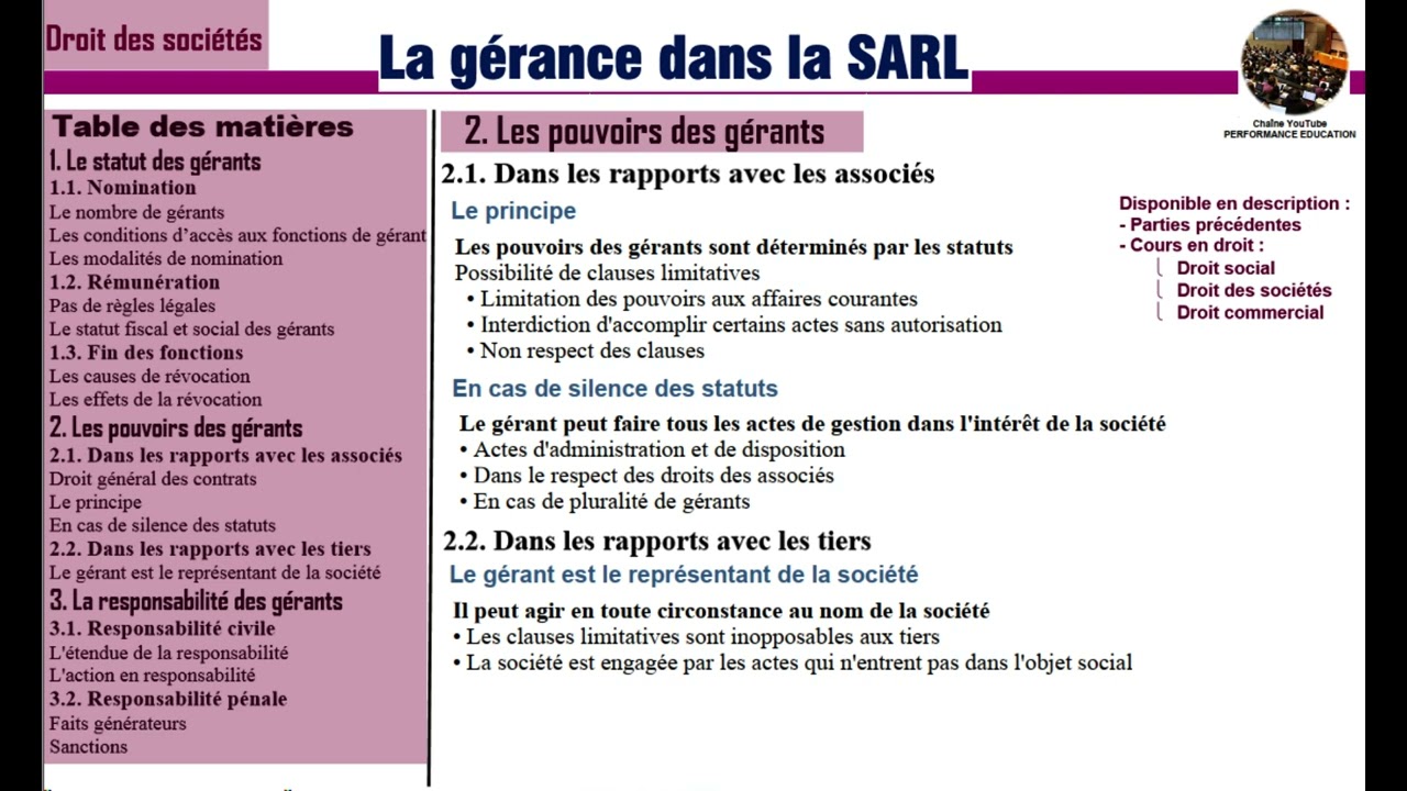 Pouvoirs des gérants dans la SARL - Droit des sociétés