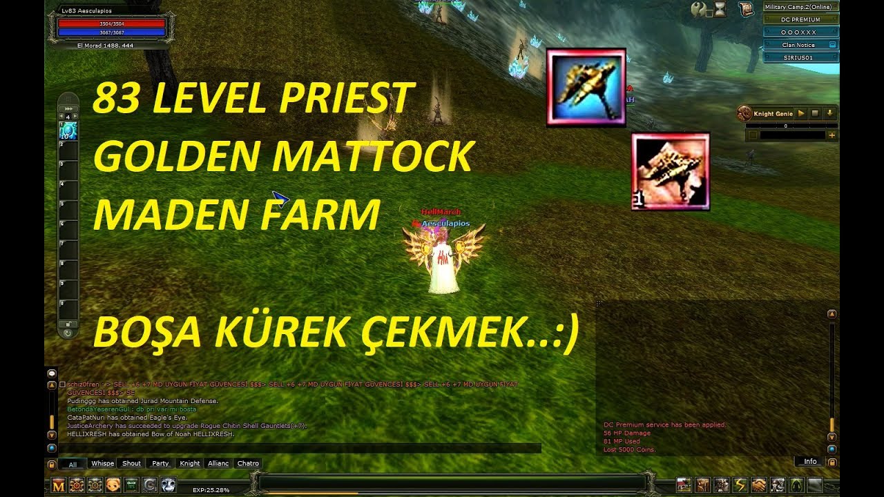 Maden Farm (Golden Mattock) Knight Online Farm 2019 - 83 lvl BP