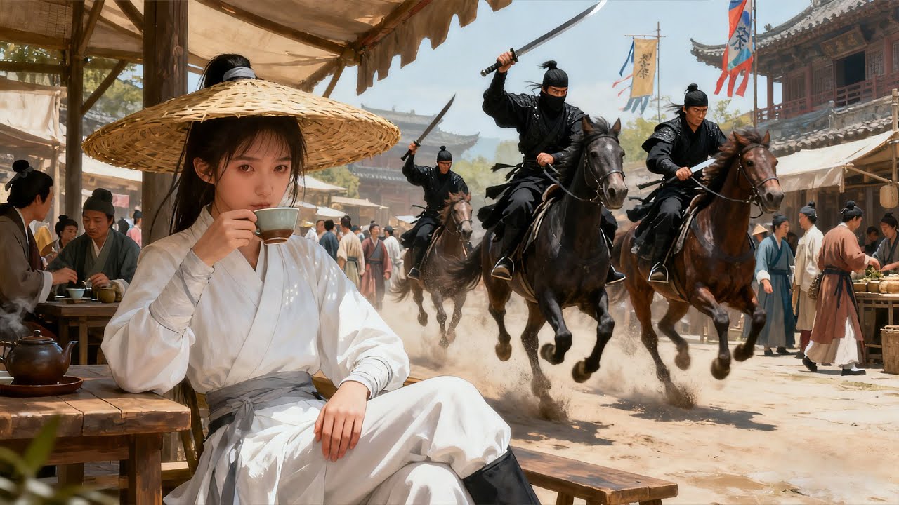 路邊喝茶的少女竟是頂級功夫高手，一劍秒殺威脅她的惡霸！#武侠 #功夫 #kungfu #kungfumaster
