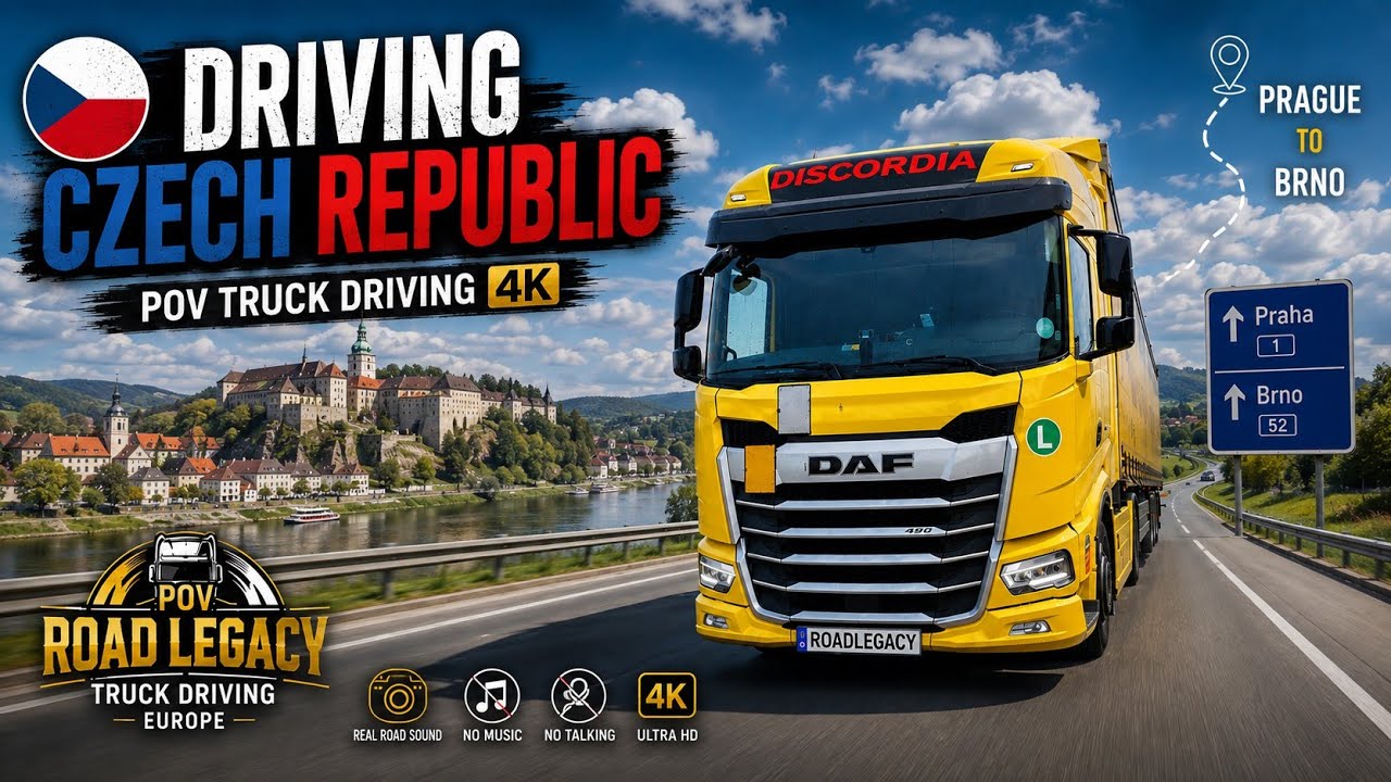 Driving Czech Republic | Prague to Brno | POV Truck Driving 4K | Real Road Sound