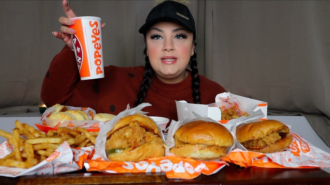 POPEYES Spicey Chicken Sandwhich Mukbang STORYTIME** | Posi Claudia