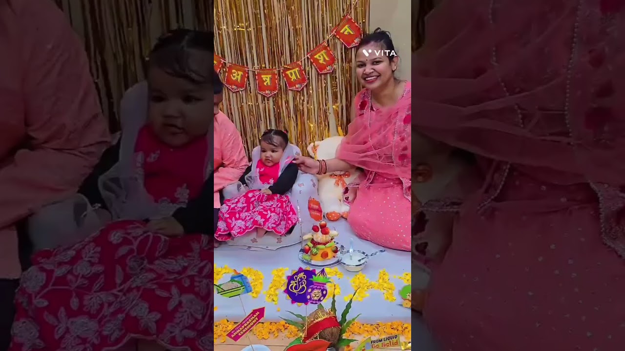 Takshvi anprashan 🧿😘caremony #anprashan #6monthbabyfoods #cutebaby #viralvideo #viral #decoration 