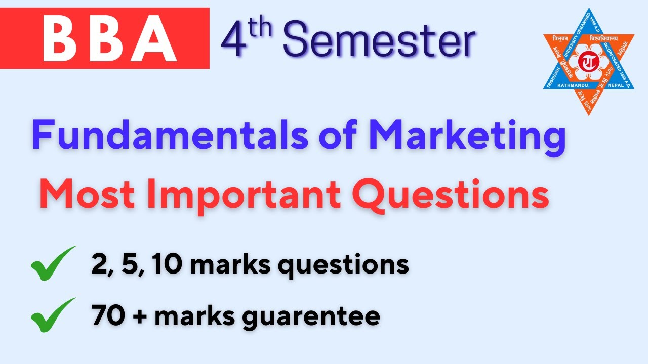 Important questions for Fundamentals of Marketing !! 70+ Marks guarenteed !! BBA | 4th sem ||