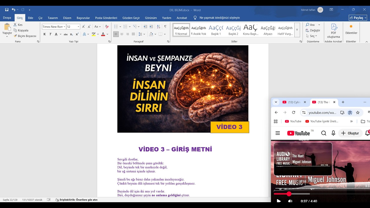 DİL BİLİMİ 3 .(İnsan Dili Beyinde Nasıl Kurulur? İnsan ve Şempanze Beyni Üzerinden Dilin Sırrı