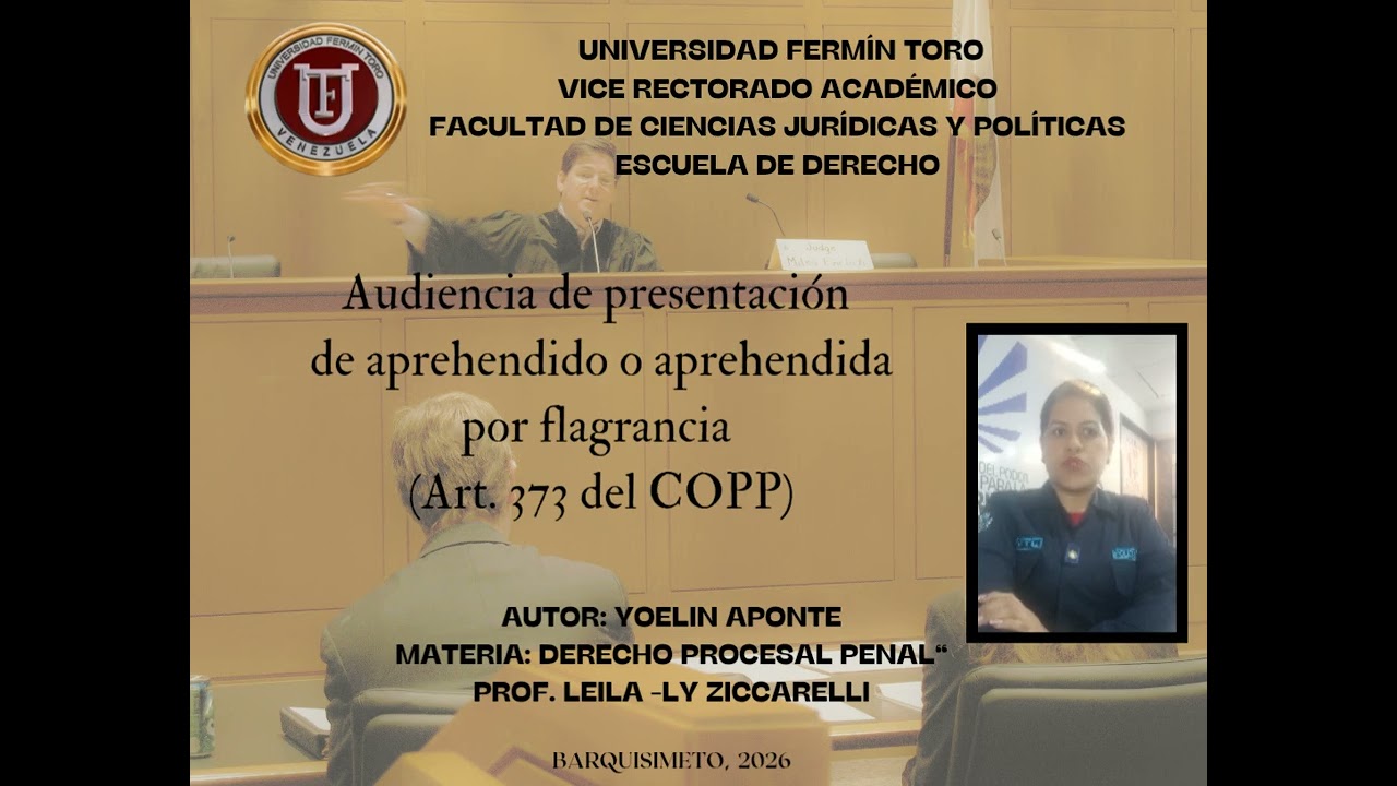 Audiencia de presentación de aprehendido o aprehendida por flagrancia (Art. 373 del COPP)