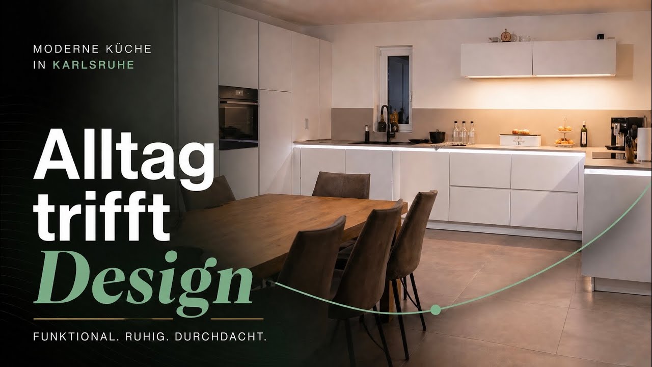 Traumküche in Mattweiß mit Zementoptik | NEFF Geräte & BLANCO CHOICE | ElementsArt Küchen Karlsruhe