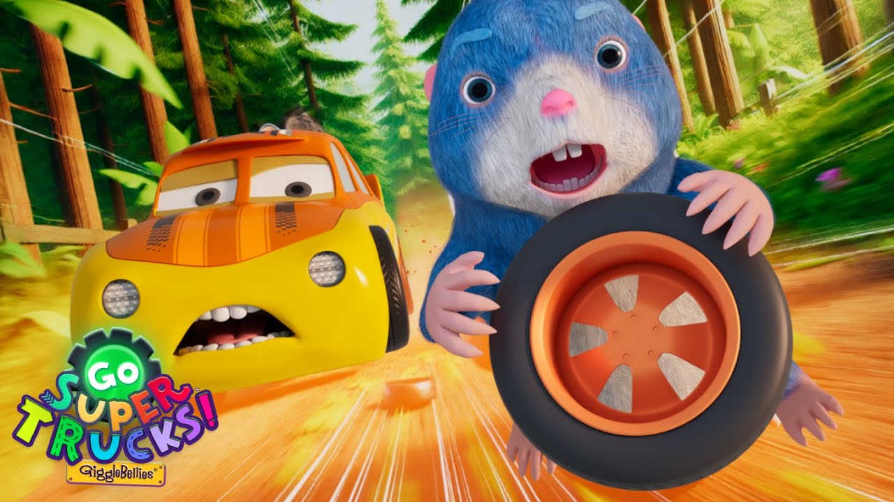 Car Lost Its Wheel | Who Took The Wheel ? | Nursery Rhymes - Go Super Trucks